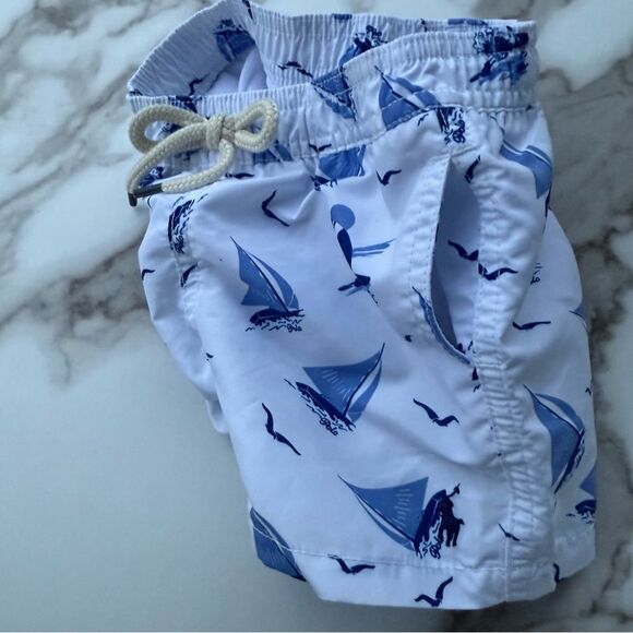 Polo Ralph Lauren Baby Swim Trunks – Sailboat Print Blue White 9M NWT - Picture 9 of 17